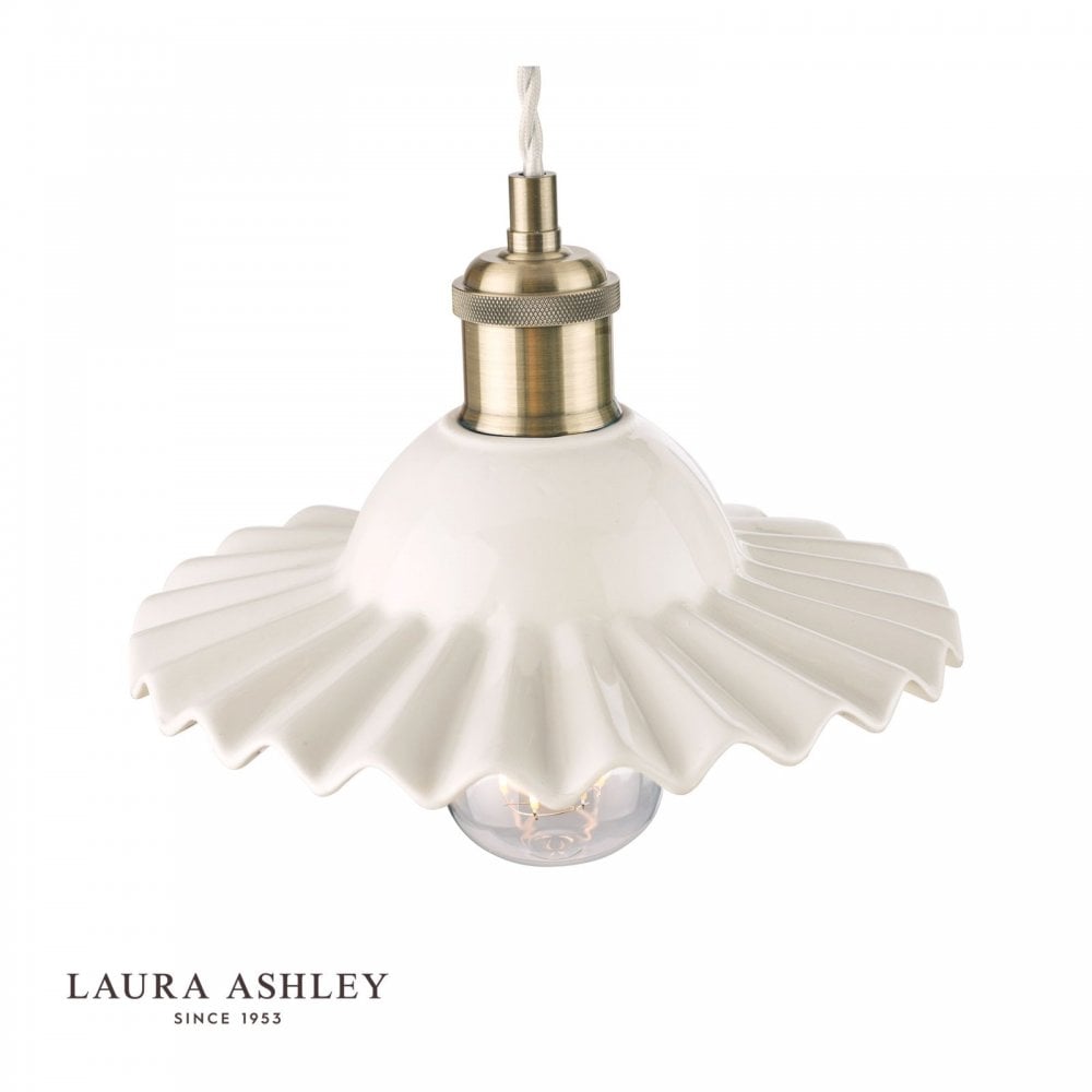 Beca Small Single Pendant in White & Antique Brass