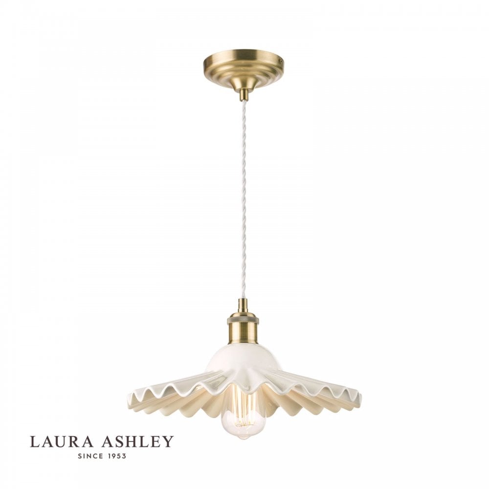 Beca Large Single Pendant in White & Antique Brass