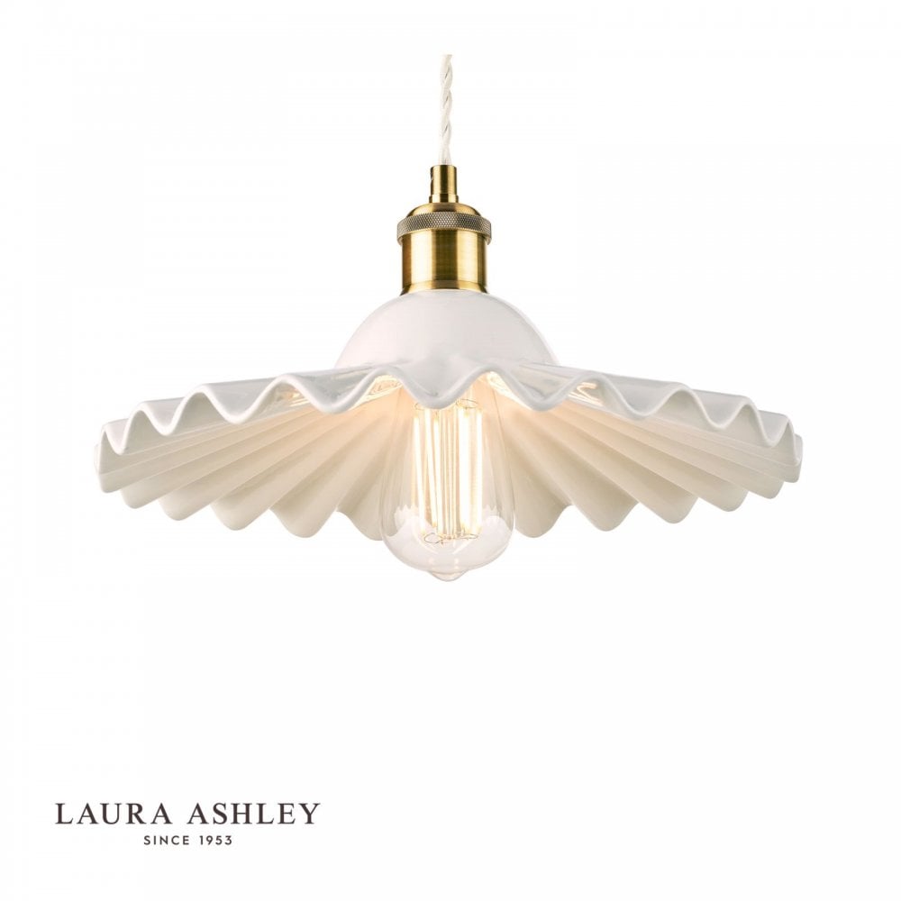 Beca Large Single Pendant in White & Antique Brass