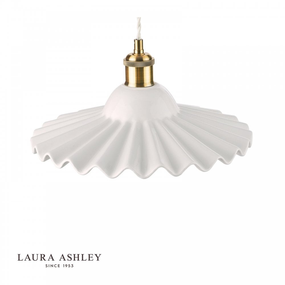 Beca Large Single Pendant in White & Antique Brass