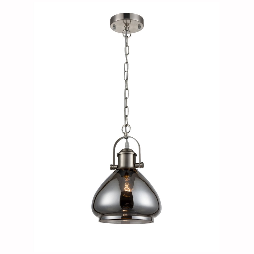 Vista Satin Nickel Pendant with Smoked Glass