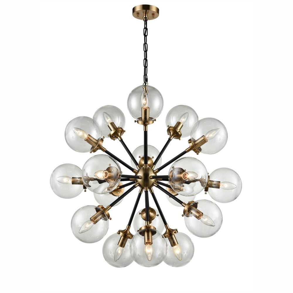 Reaction 18 Light Pendant in Matt Black & Antique Gold