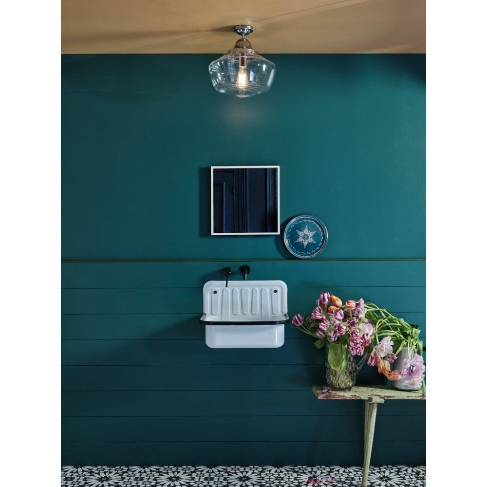 Rydal Polished Chrome Semi Flush With Clear Glass IP44