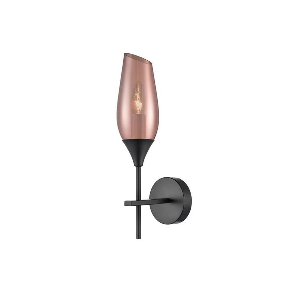 Daper Wall Light in Matt Black & Copper Glass