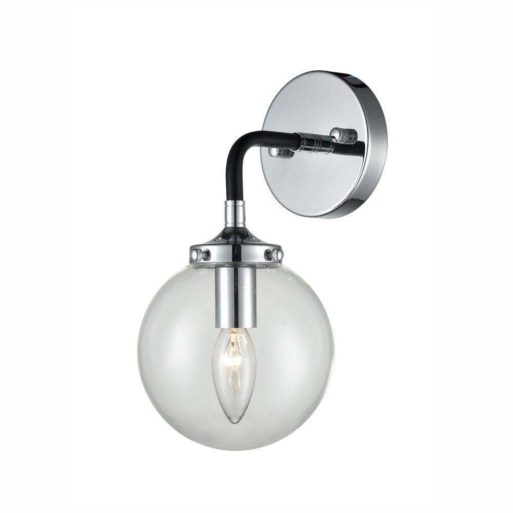 Reaction Wall Light in Matt Black & Chrome