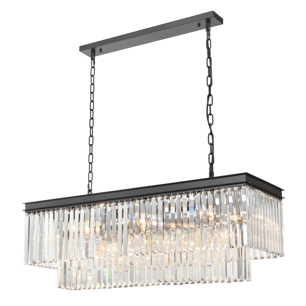 Perdita Rectangular Crystal Bar in Matt Black