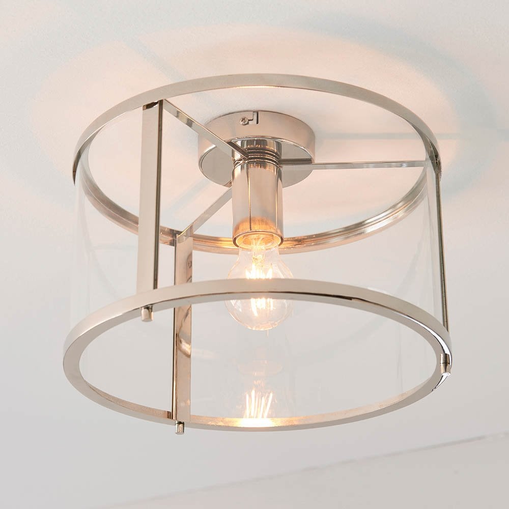 Hopton Flush Light in Bright Nickel