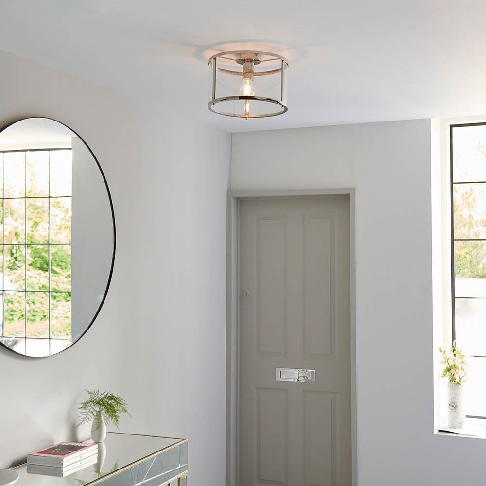 Hopton Flush Light in Bright Nickel