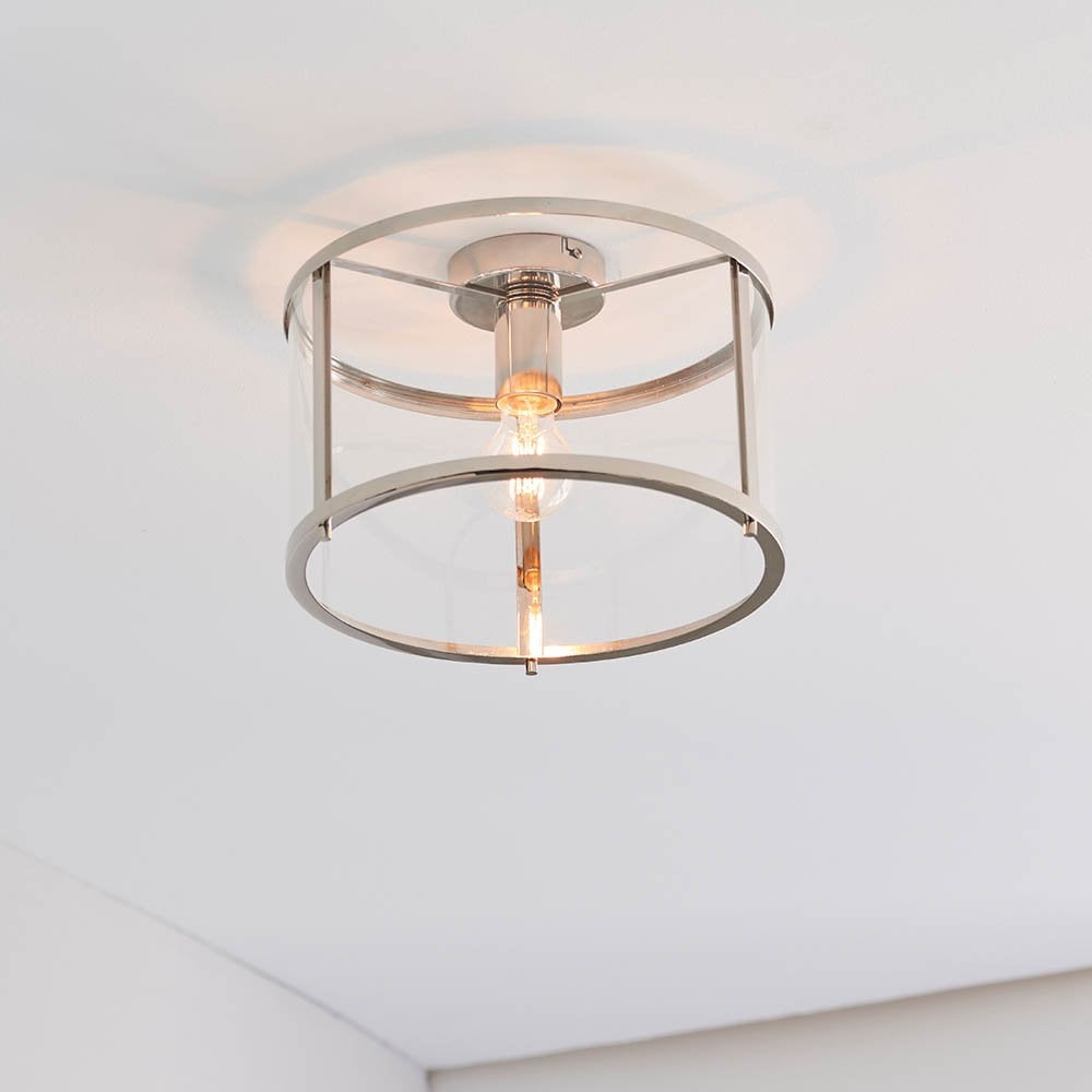 Hopton Flush Light in Bright Nickel