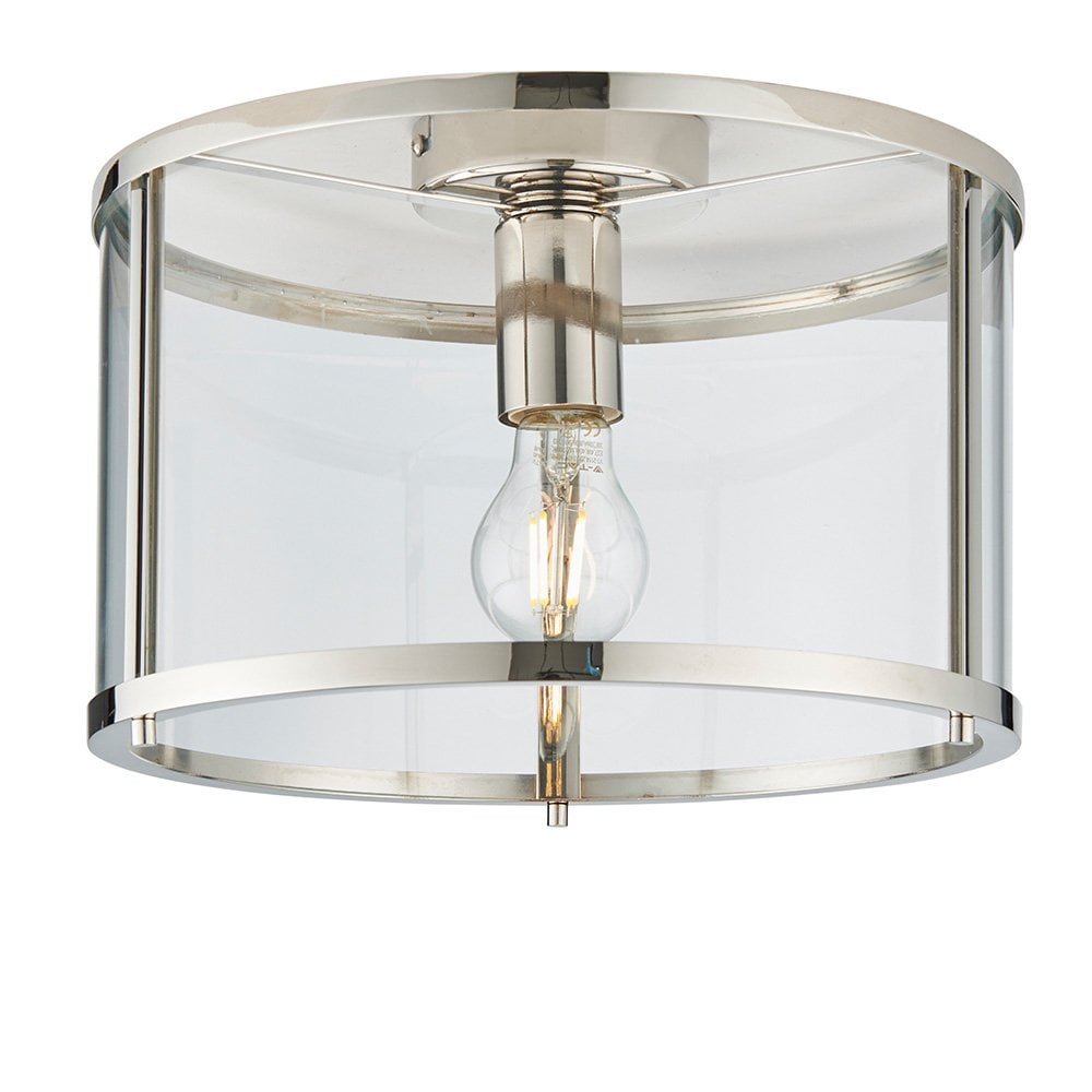 Hopton Flush Light in Bright Nickel