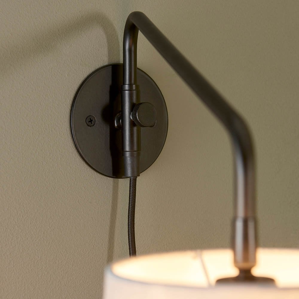 Carlson Small Modern Wall Light in Matt Black C/W Grey Shade