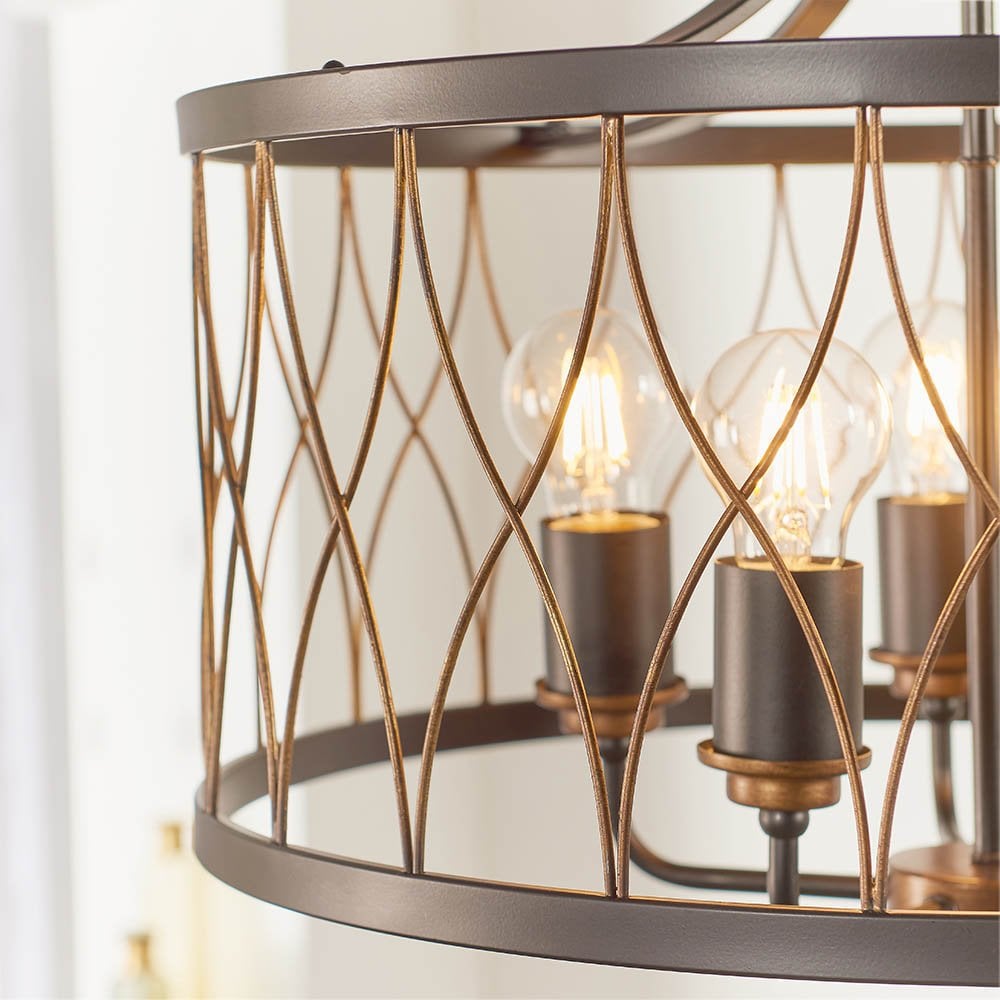 Heston 5 Light in Rustic Black & Bronze Finish