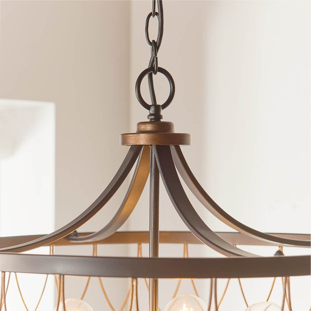 Heston 5 Light in Rustic Black & Bronze Finish