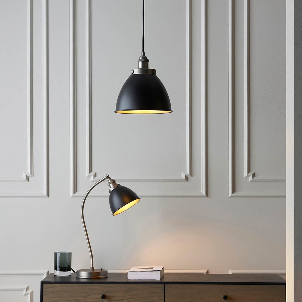 Franklin Matt Black & Pewter Pendant Diameter 235mm
