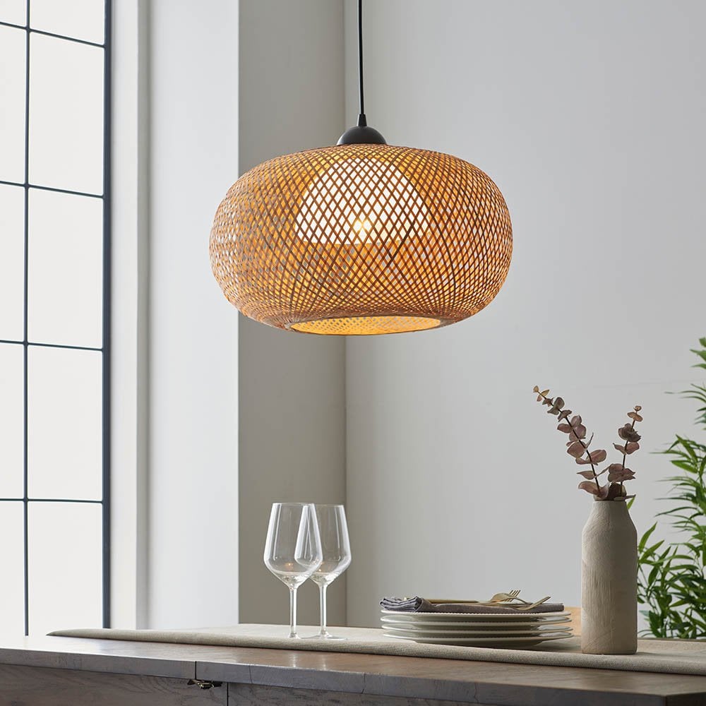 Bali Globe Shaped Natural Raffia Pendant