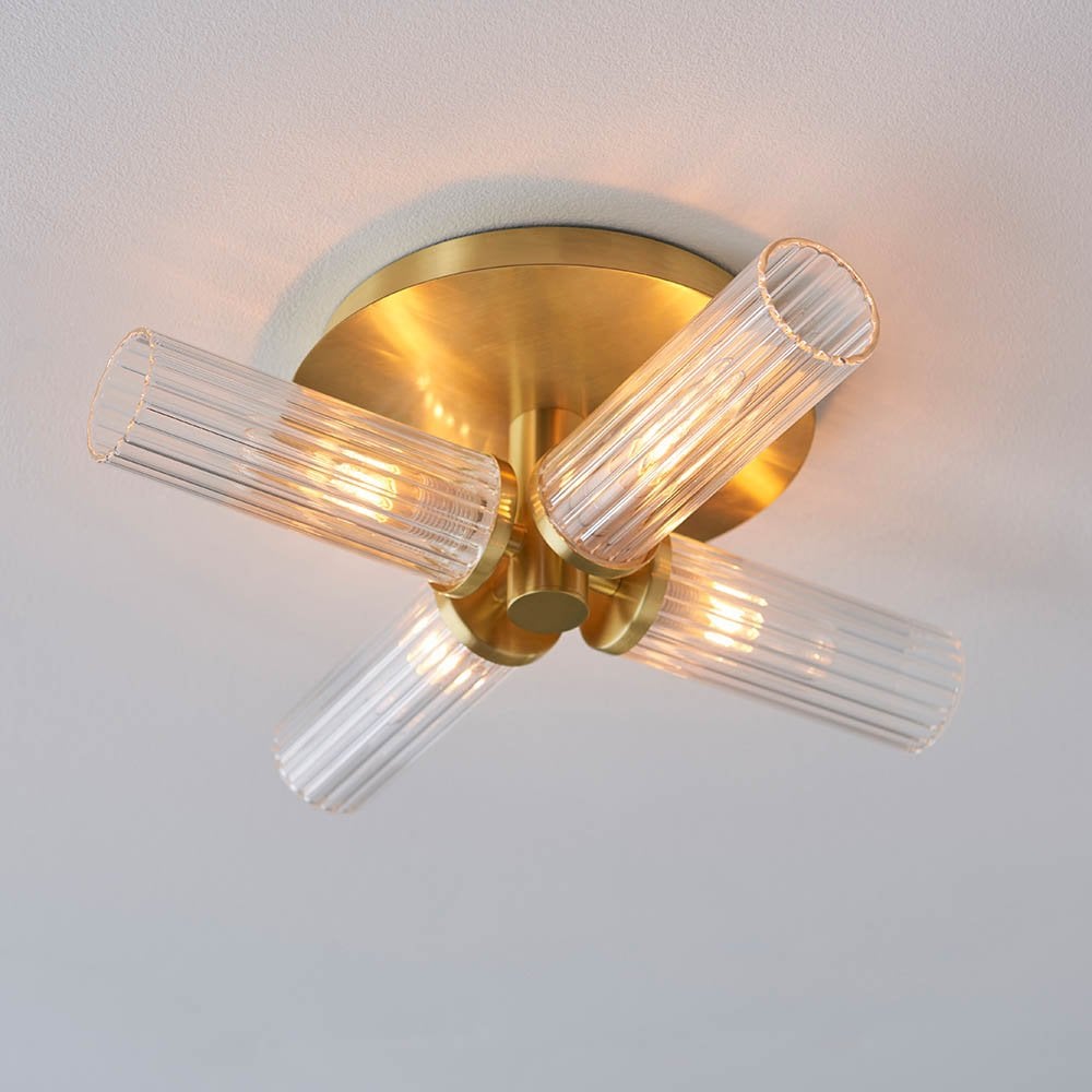 Talo 4 Light Semi Flush Fitting in Satin Brass IP44