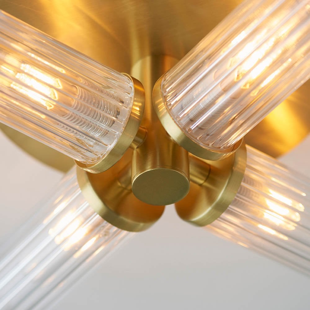 Talo 4 Light Semi Flush Fitting in Satin Brass IP44