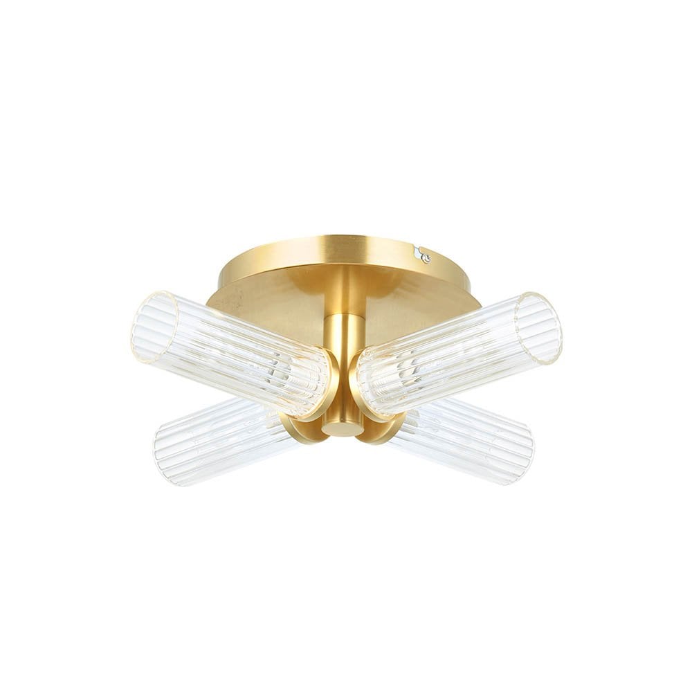 Talo 4 Light Semi Flush Fitting in Satin Brass IP44