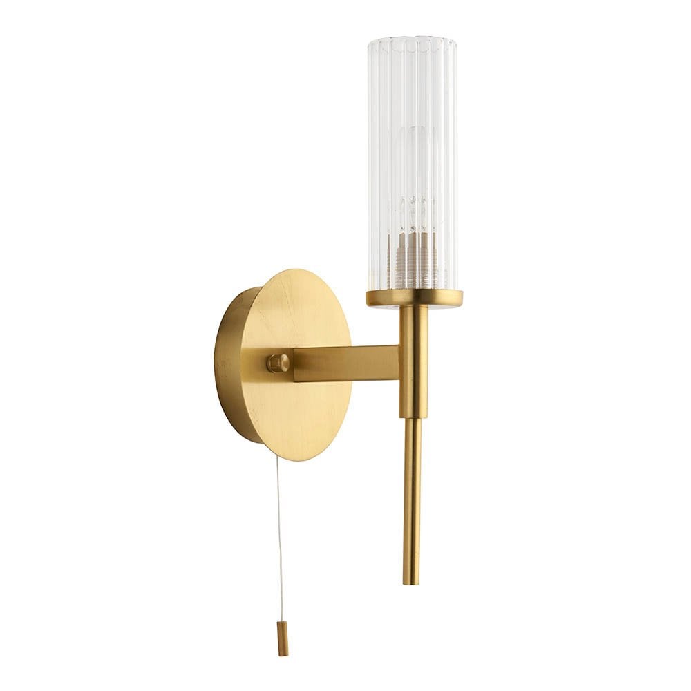 Talo Single Wall Light in Satin Brass IP44