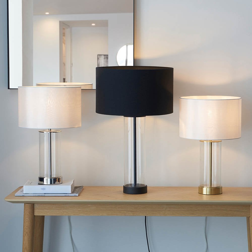 Lessina Small Touch Table Lamp in Satin Brass C/W Shade
