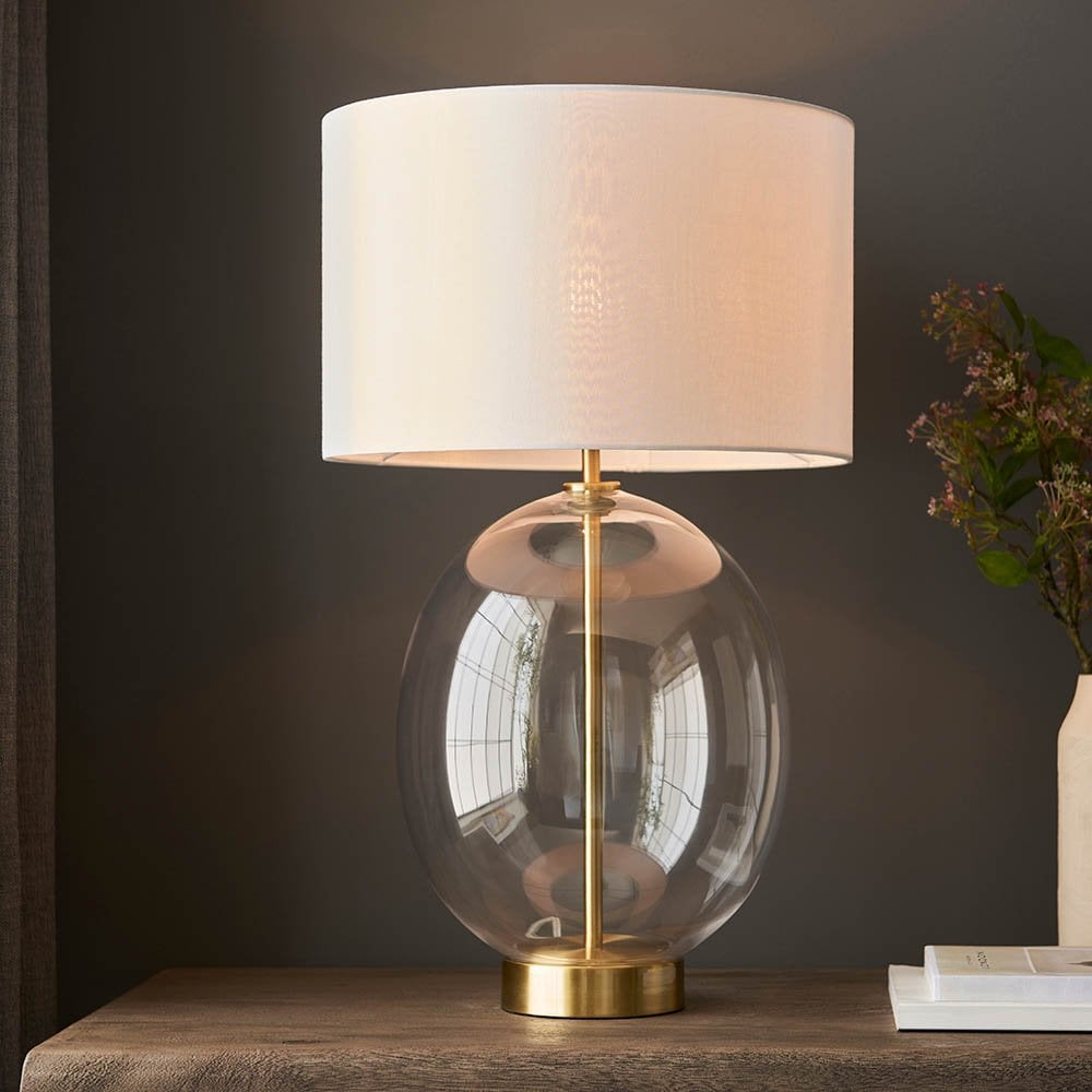 Kelda Satin Brass Table Lamp C/W Shade
