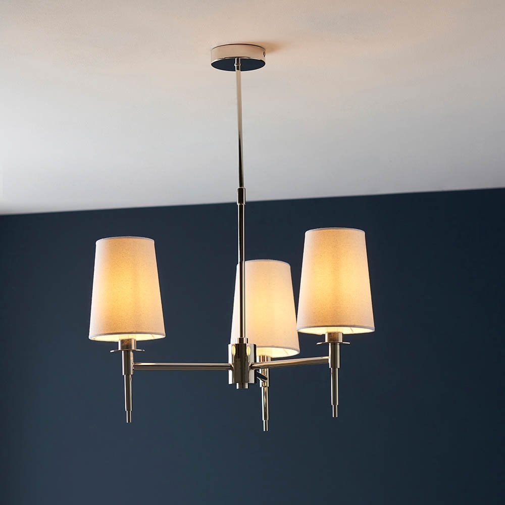 Roe 3 Light Polished Nickel Fitting C/W Shades