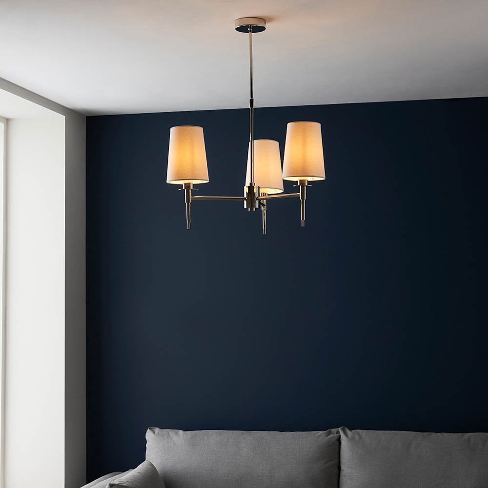 Roe 3 Light Polished Nickel Fitting C/W Shades