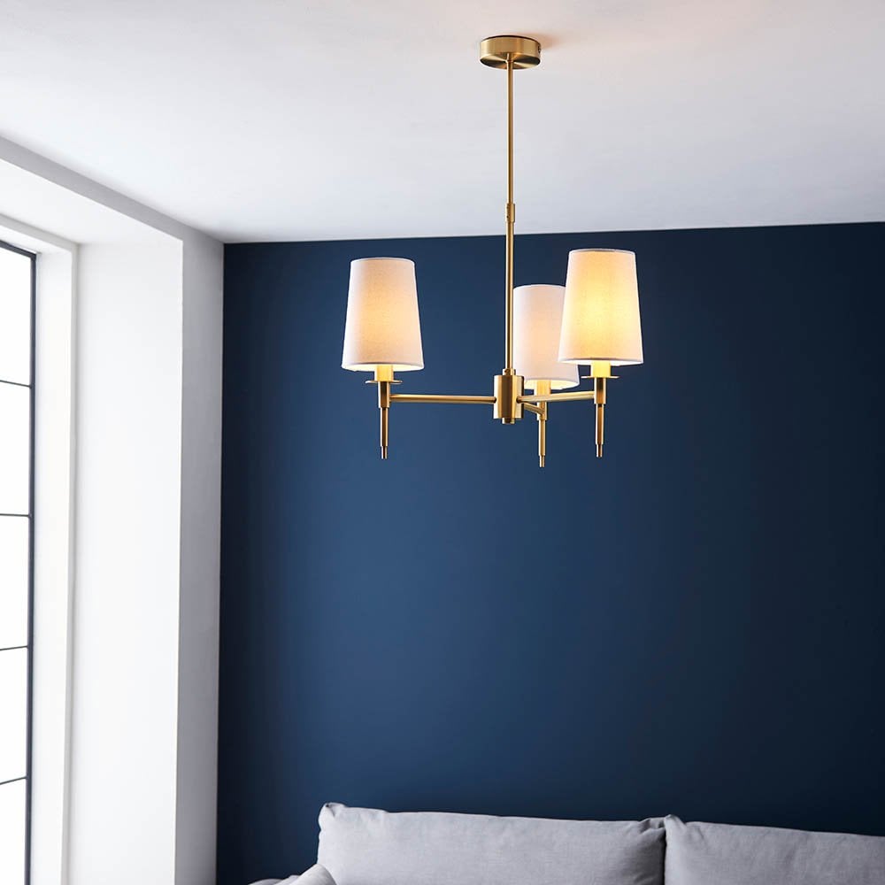 Roe 3 Light Satin Brass Fitting C/W Shades