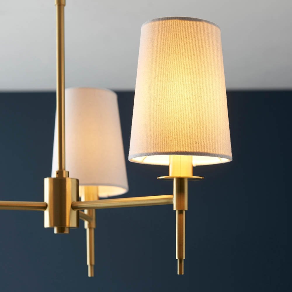 Roe 3 Light Satin Brass Fitting C/W Shades