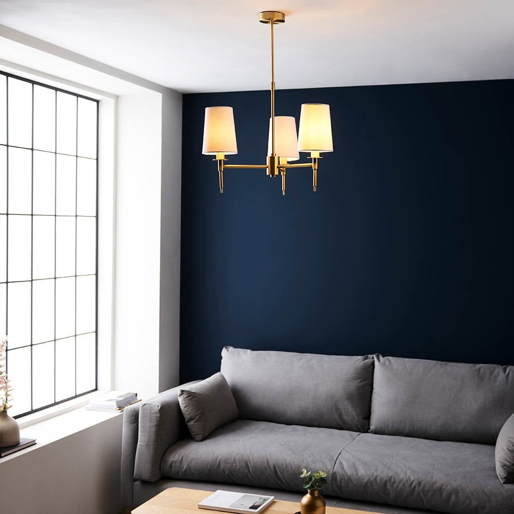 Roe 3 Light Satin Brass Fitting C/W Shades