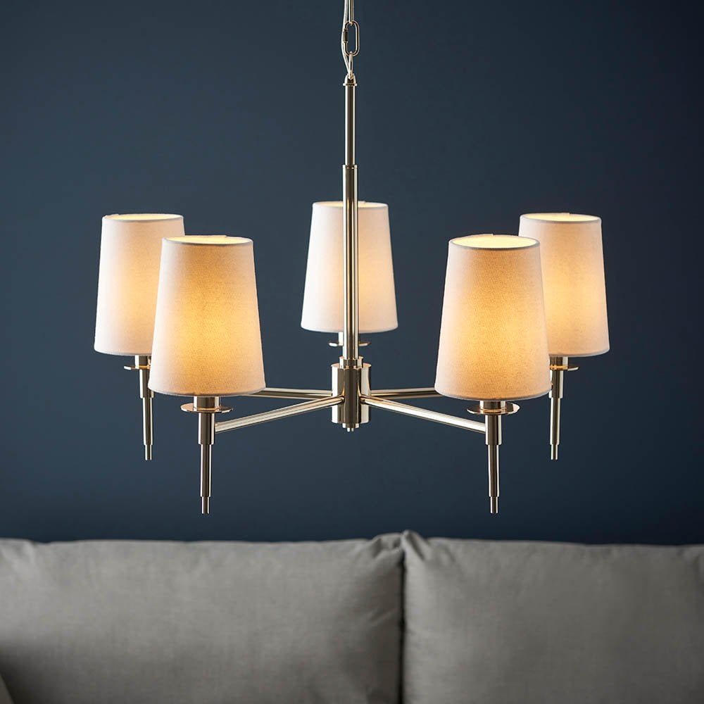 Roe 5 Light Polished Nickel Fitting C/W Shades