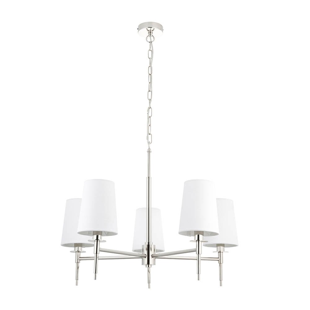 Roe 5 Light Polished Nickel Fitting C/W Shades