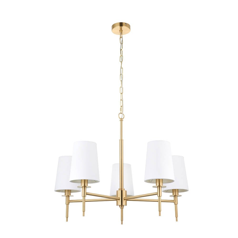 Roe 5 Light Satin Brass Fitting C/W Shades