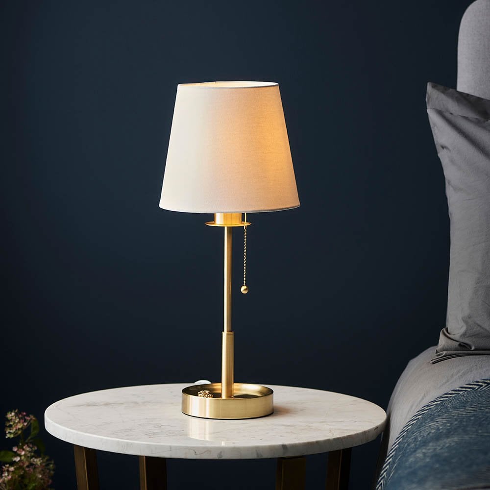 Roe Satin Brass Table Lamp C/W Shade