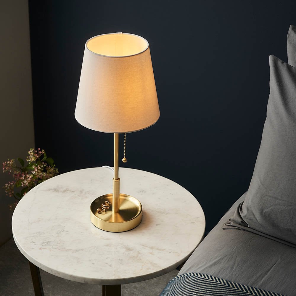 Roe Satin Brass Table Lamp C/W Shade