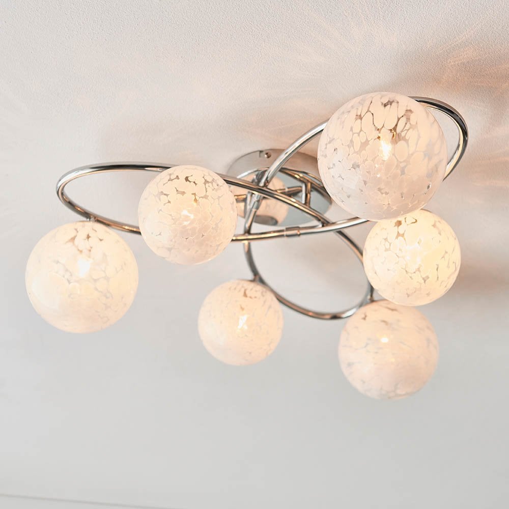 Chrome 6 Light Semi Flush with Confetti Glass