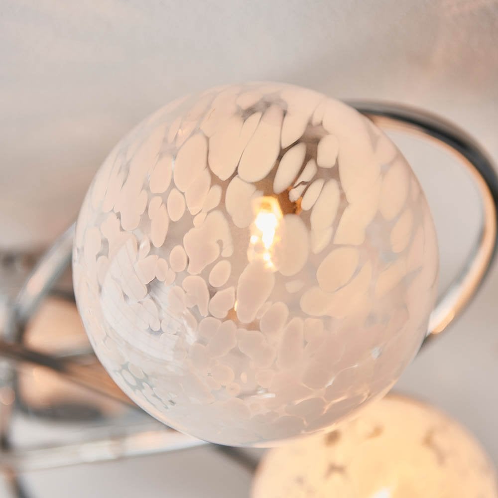 Chrome 6 Light Semi Flush with Confetti Glass