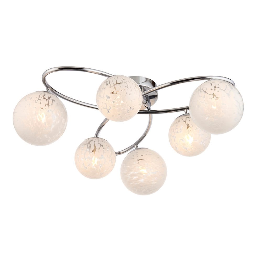 Chrome 6 Light Semi Flush with Confetti Glass