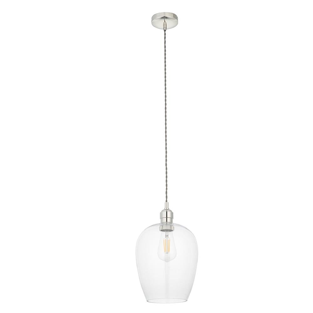 Small Polished Nickel & Clear Glass Pendant