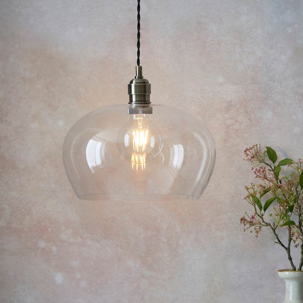 Antique Brass Glass Bowl Pendant