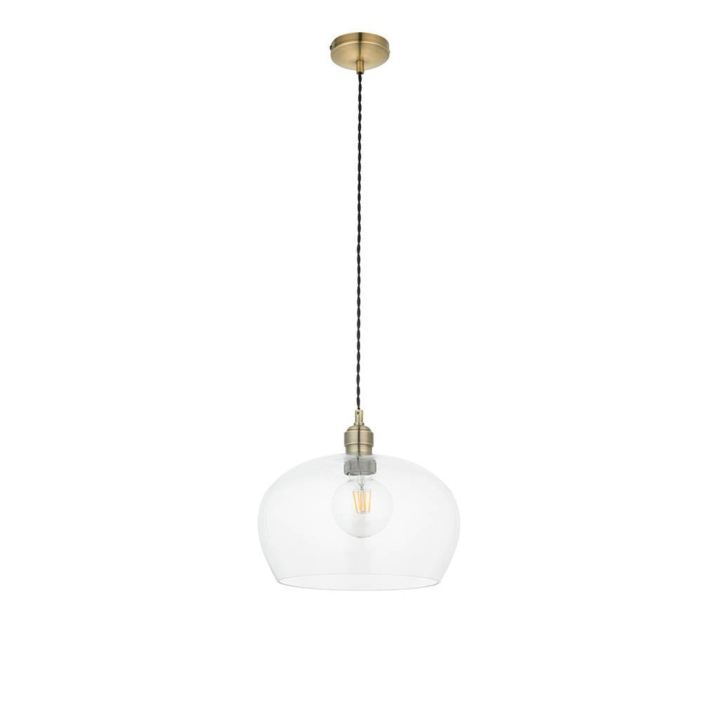 Antique Brass Glass Bowl Pendant
