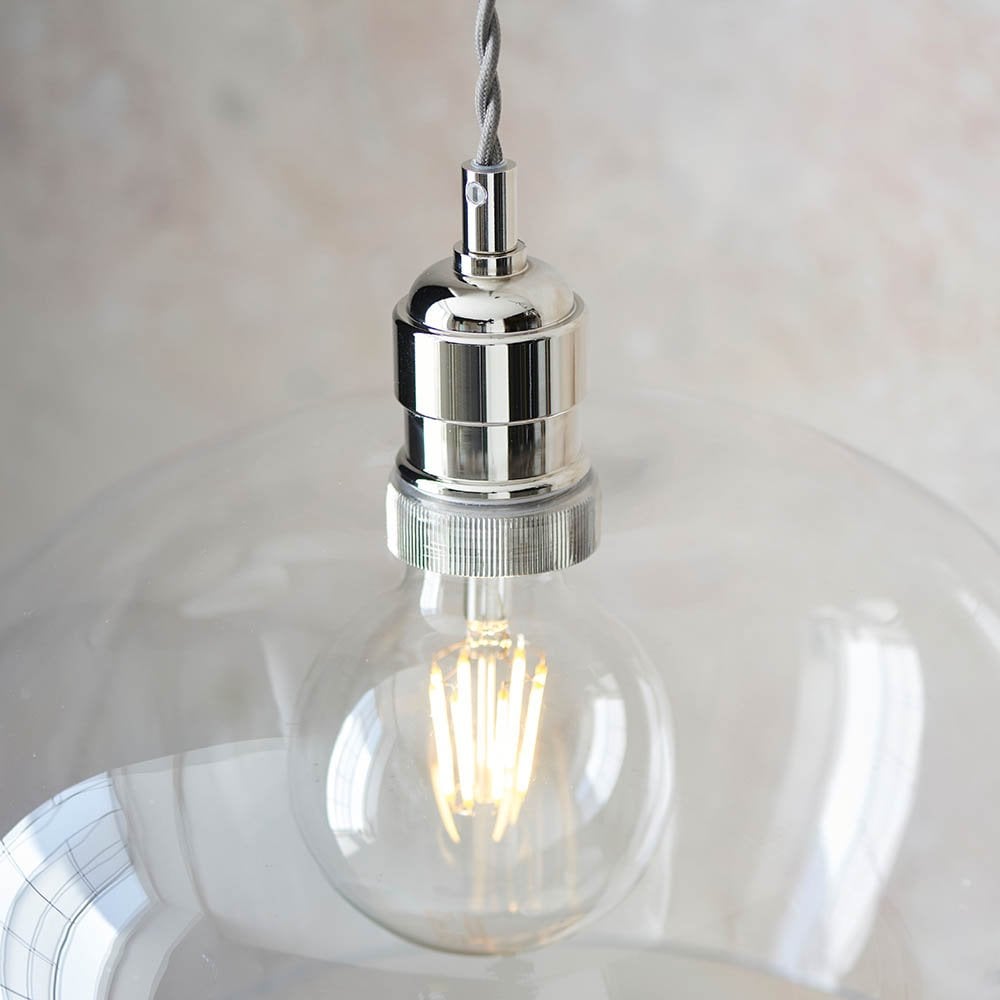Polished Nickel Glass Bowl Pendant