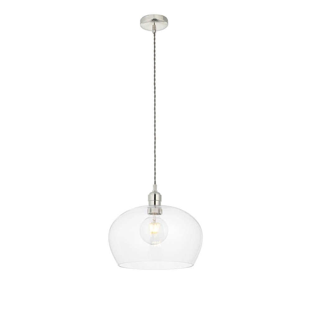 Polished Nickel Glass Bowl Pendant