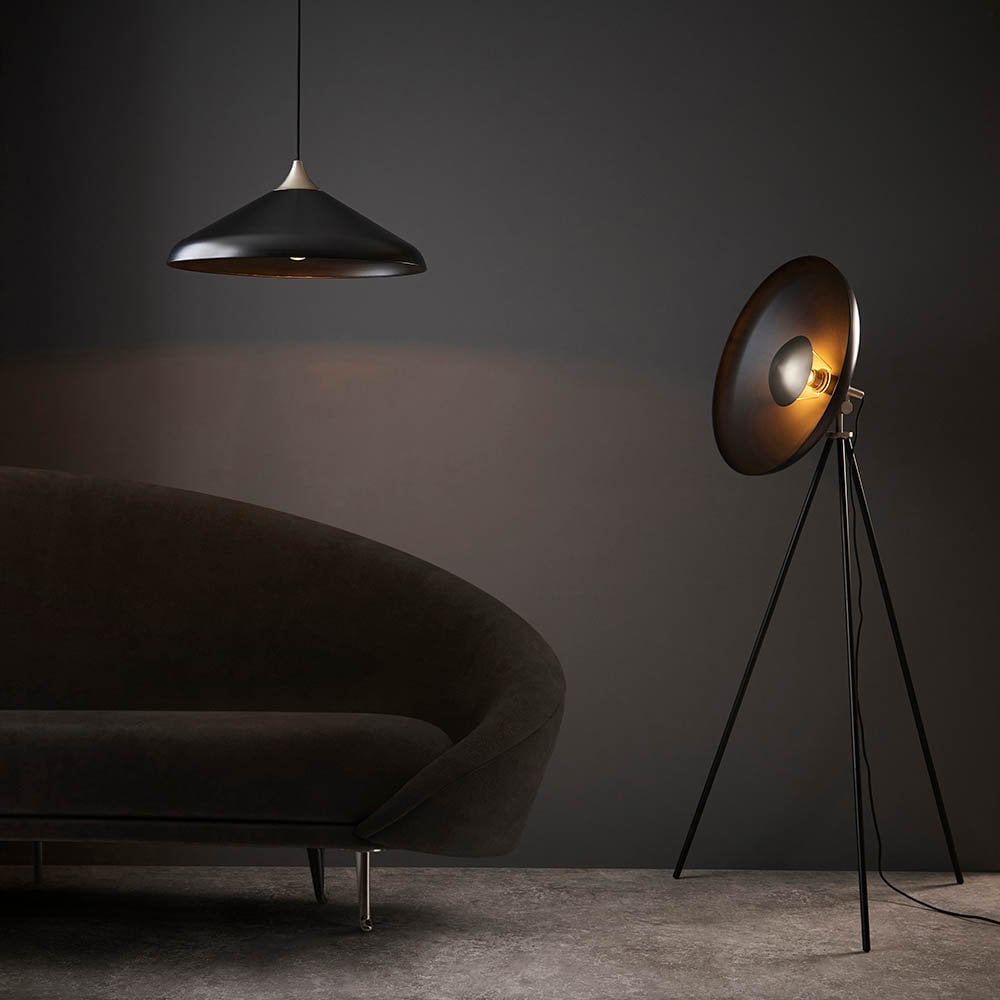Glo Matt Black & Nickel Tripod Floor Lamp