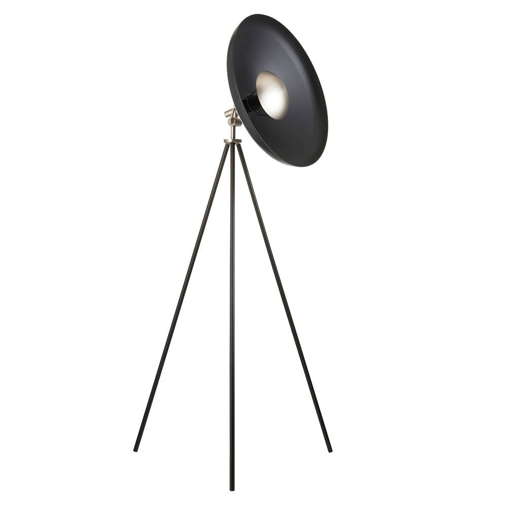 Glo Matt Black & Nickel Tripod Floor Lamp
