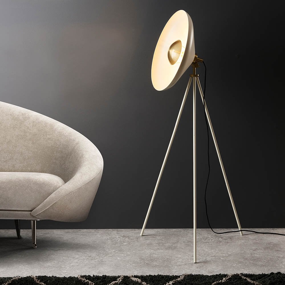 Glo Warm White & Brass Tripod Floor Lamp