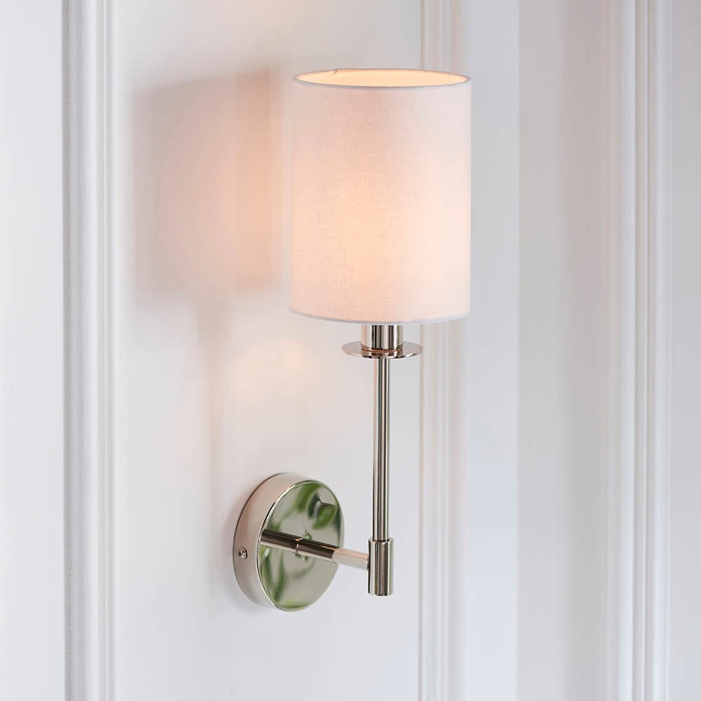 Sancerre Polished Nickel Wall Light C/W White Shade