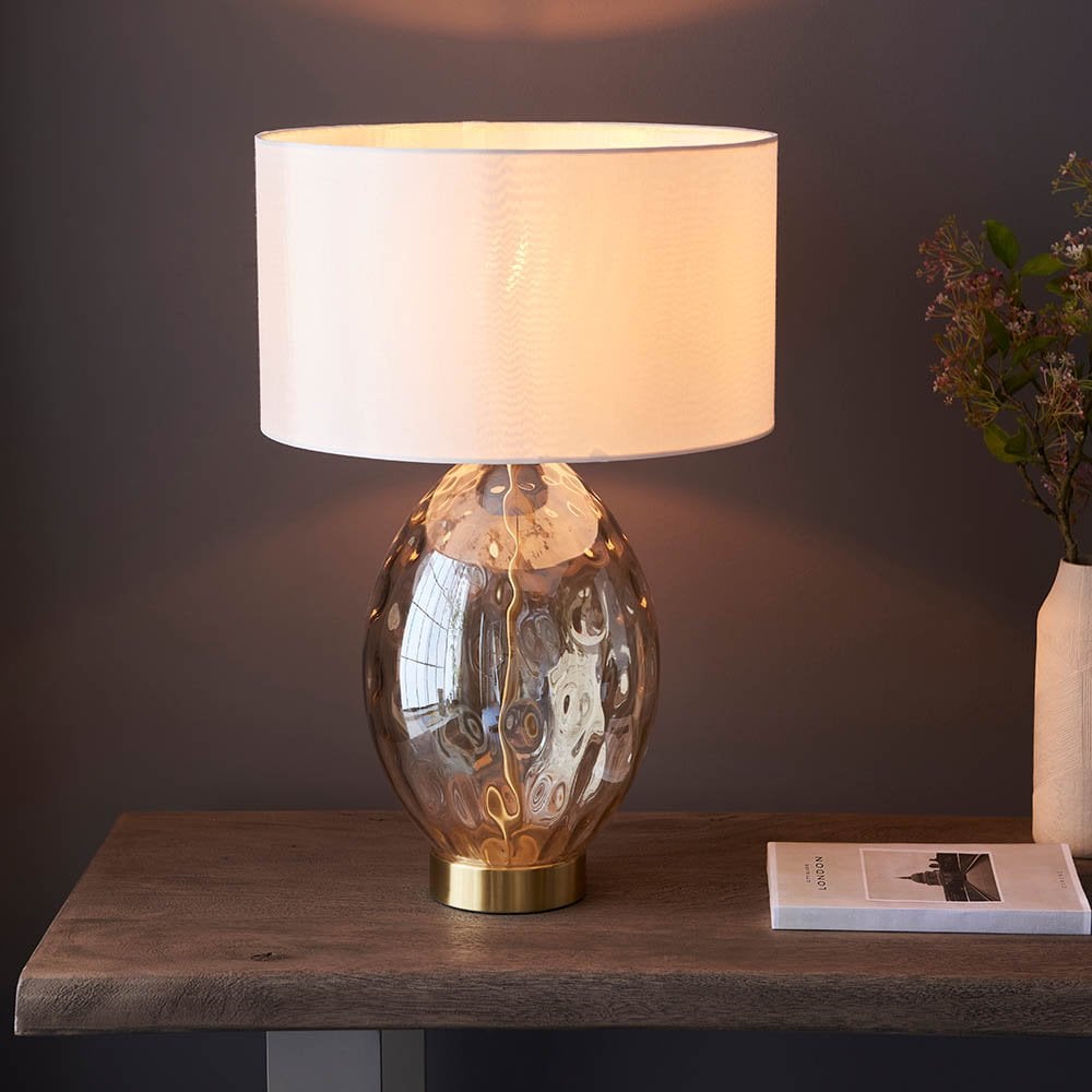 Elin Satin Brass & Champagne Touch Table Lamp C/W Shade