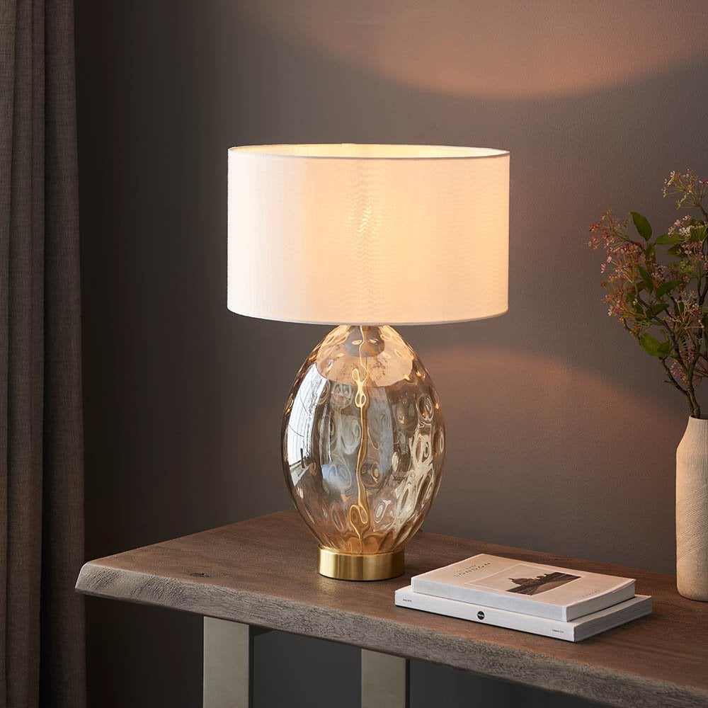 Elin Satin Brass & Champagne Touch Table Lamp C/W Shade
