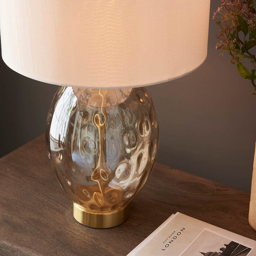 Elin Satin Brass & Champagne Touch Table Lamp C/W Shade